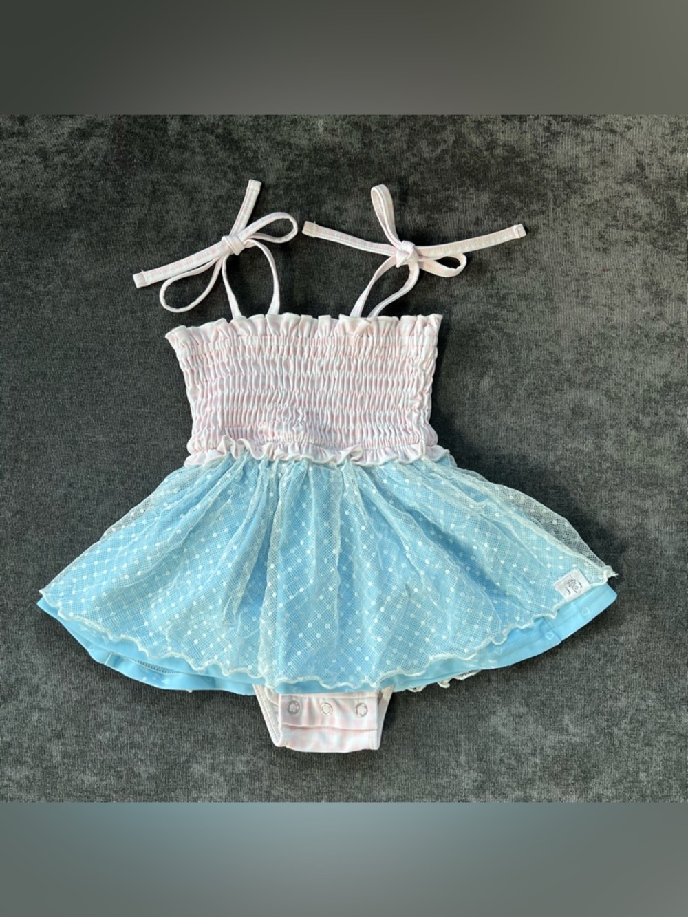 Jane + Jo Girls Smocked Skirted One Piece Swimming Suit Size 18 Months